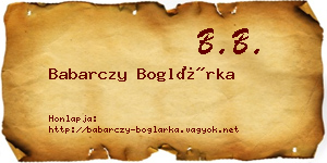 Babarczy Boglárka névjegykártya